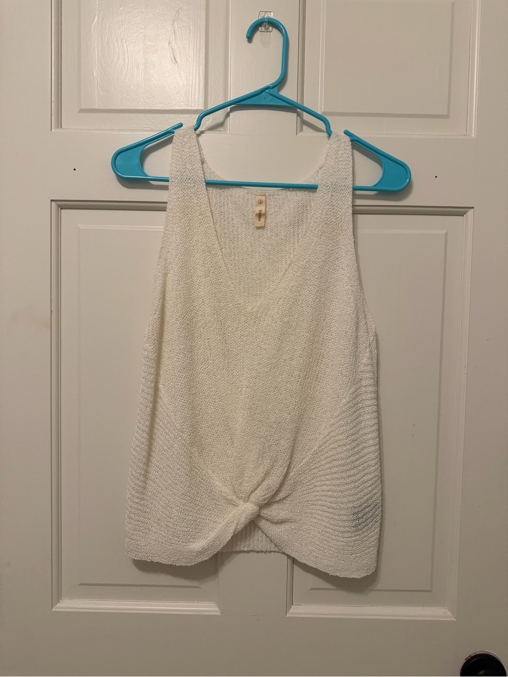 Wishlist Cream Knit Twist-Hem Tank Top